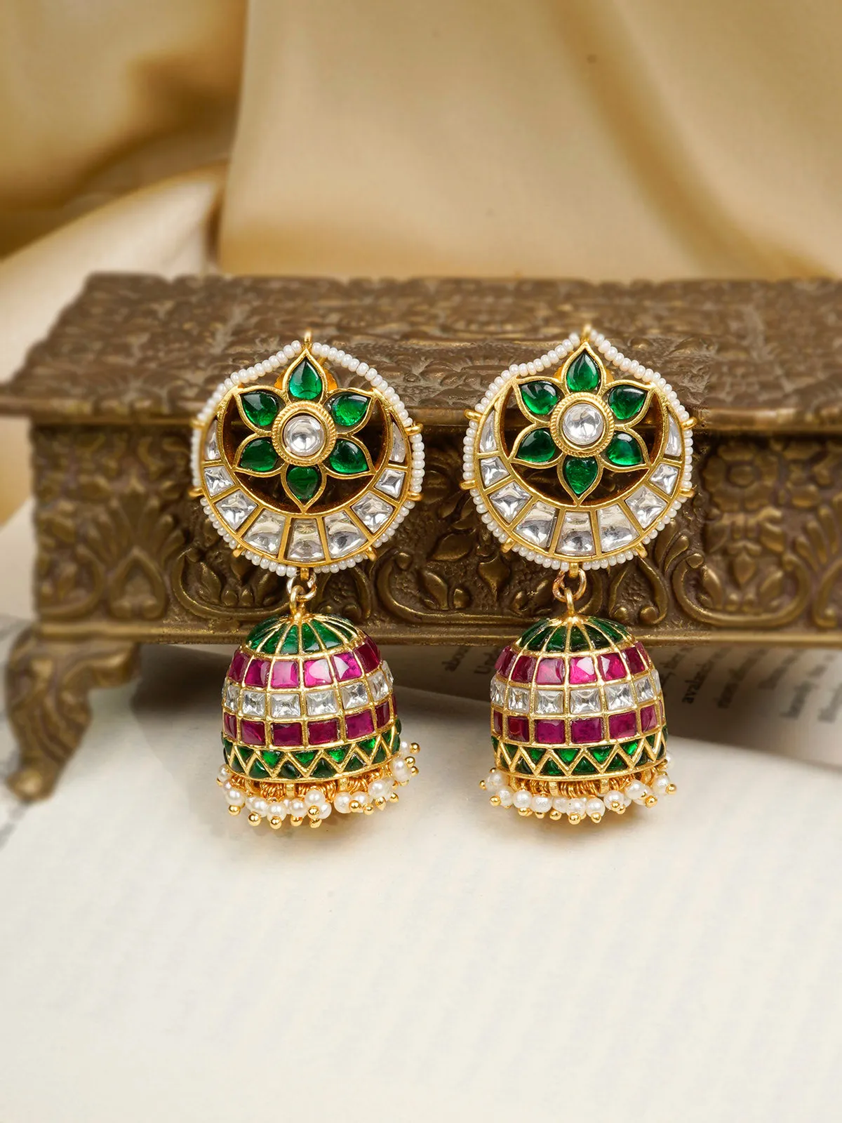 Multicolor Gold Plated Mishr Earrings - MR-E156M