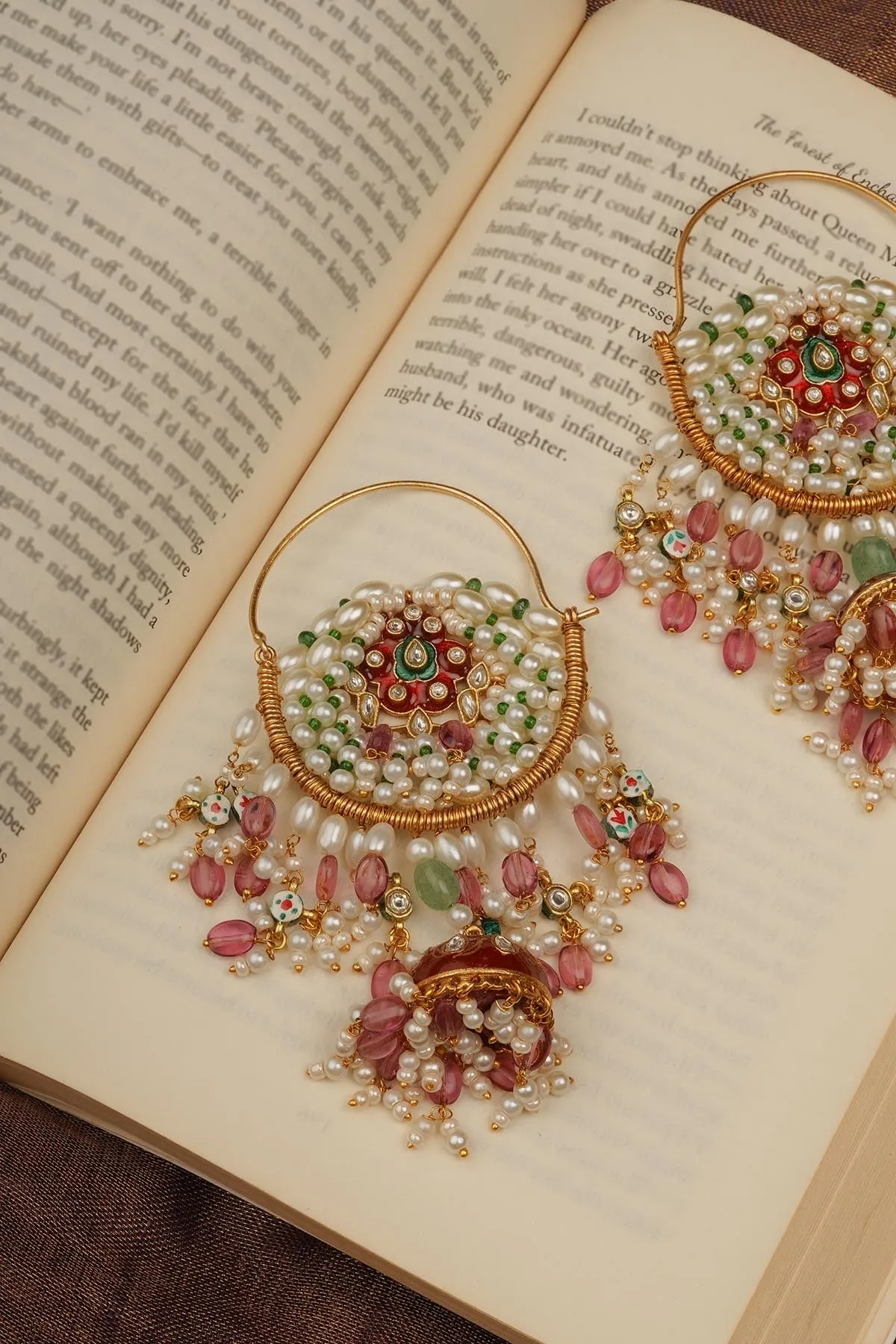 Multicolor Gold Plated Nath Inspired Earrings - TR-EAR192