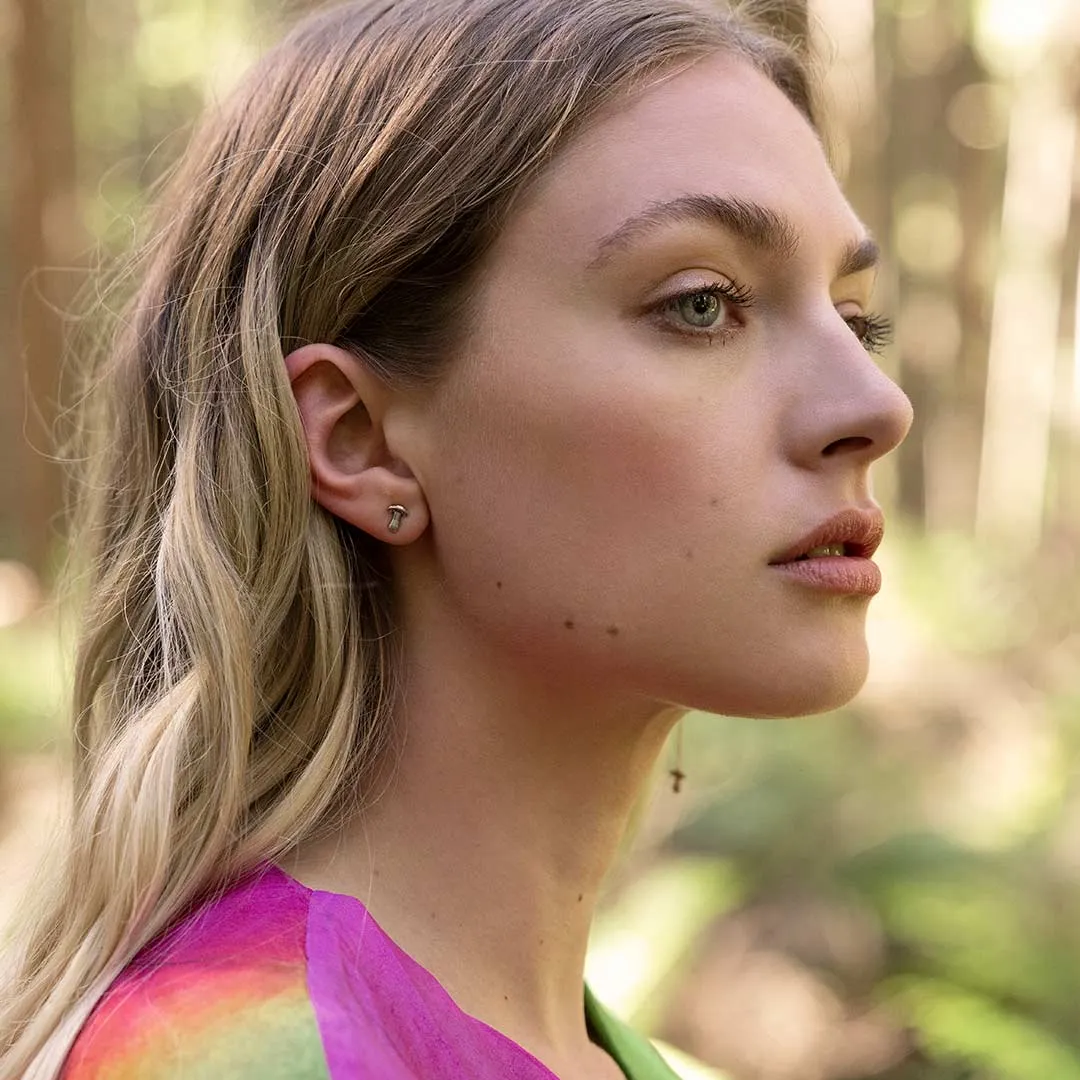 Mushroom Symbol Thread Through Earring