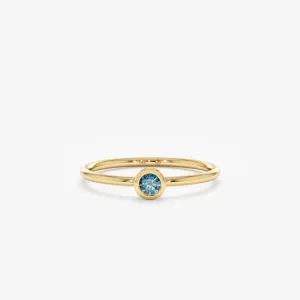 Natural Blue Diamond Bezel Ring, Vienna