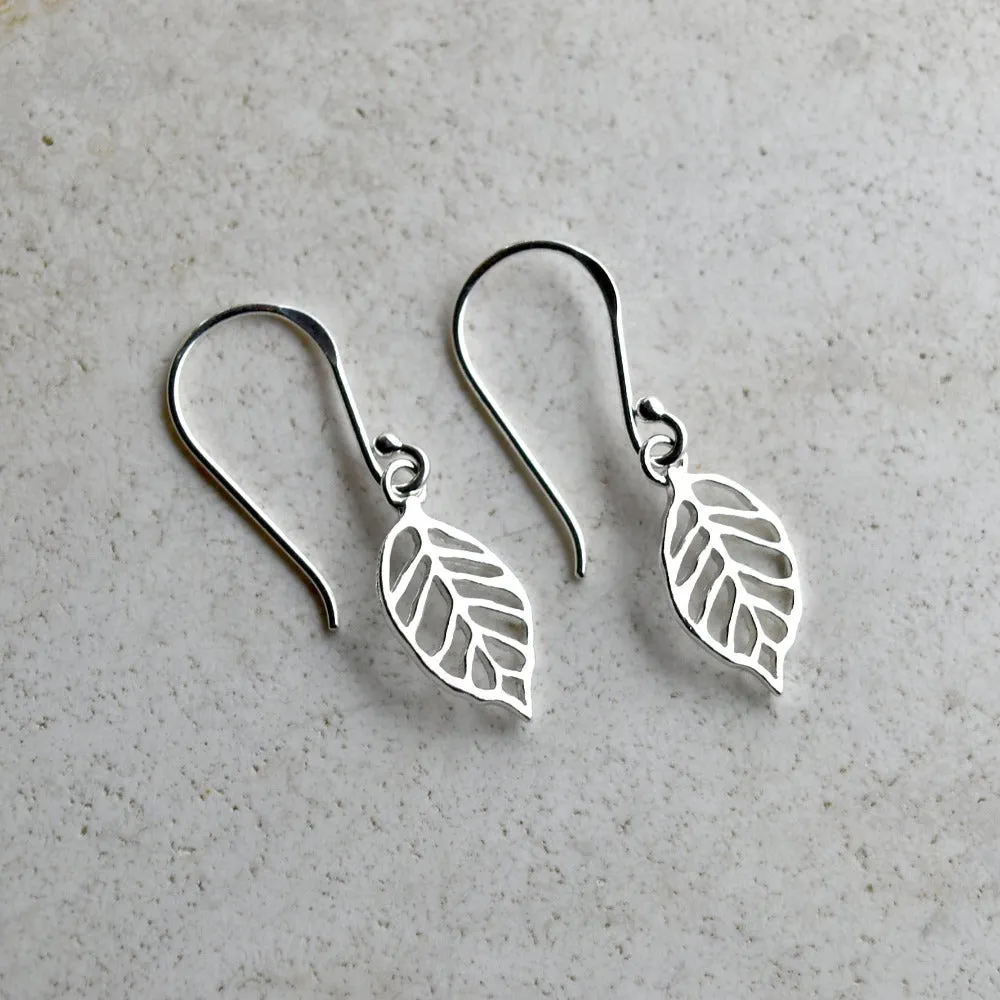 Open Work Leaf Drop Earrings