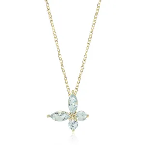 Papillon Pendant Necklace in Aquamarines