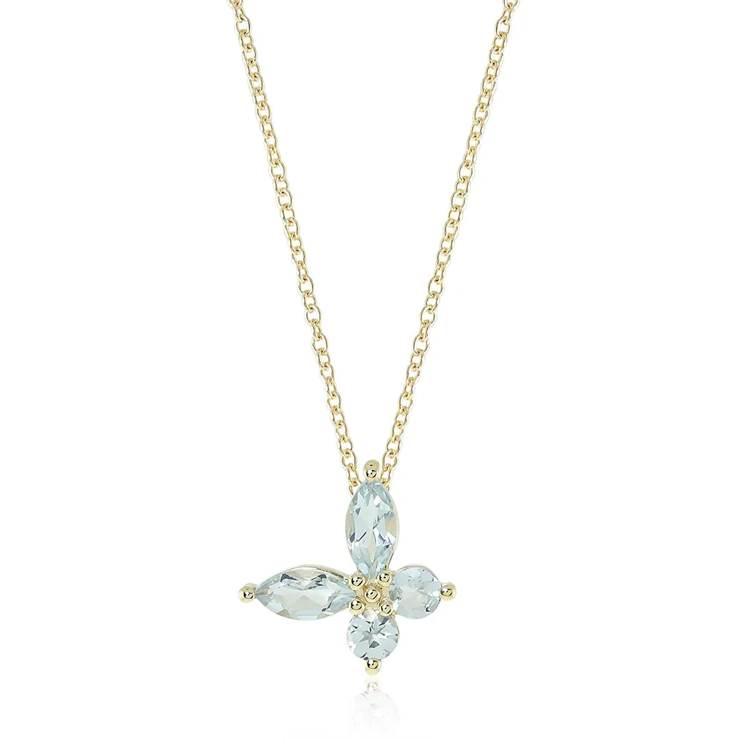 Papillon Pendant Necklace in Aquamarines