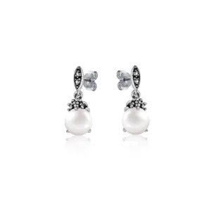 Petite Marcasite & Pearl Drop Studs