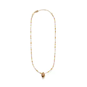 Piccolo Gold Plated Necklace w. Mixed Coloured Beads