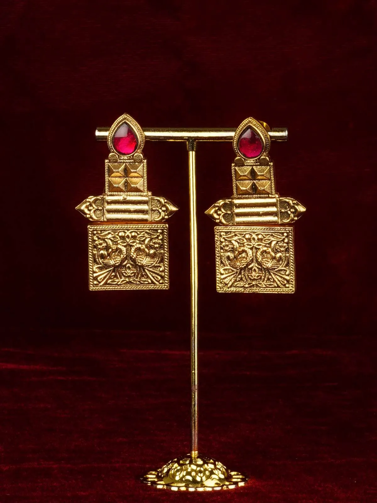 Pink Color Gold Plated Jadau Kundan Earrings - ME1336P