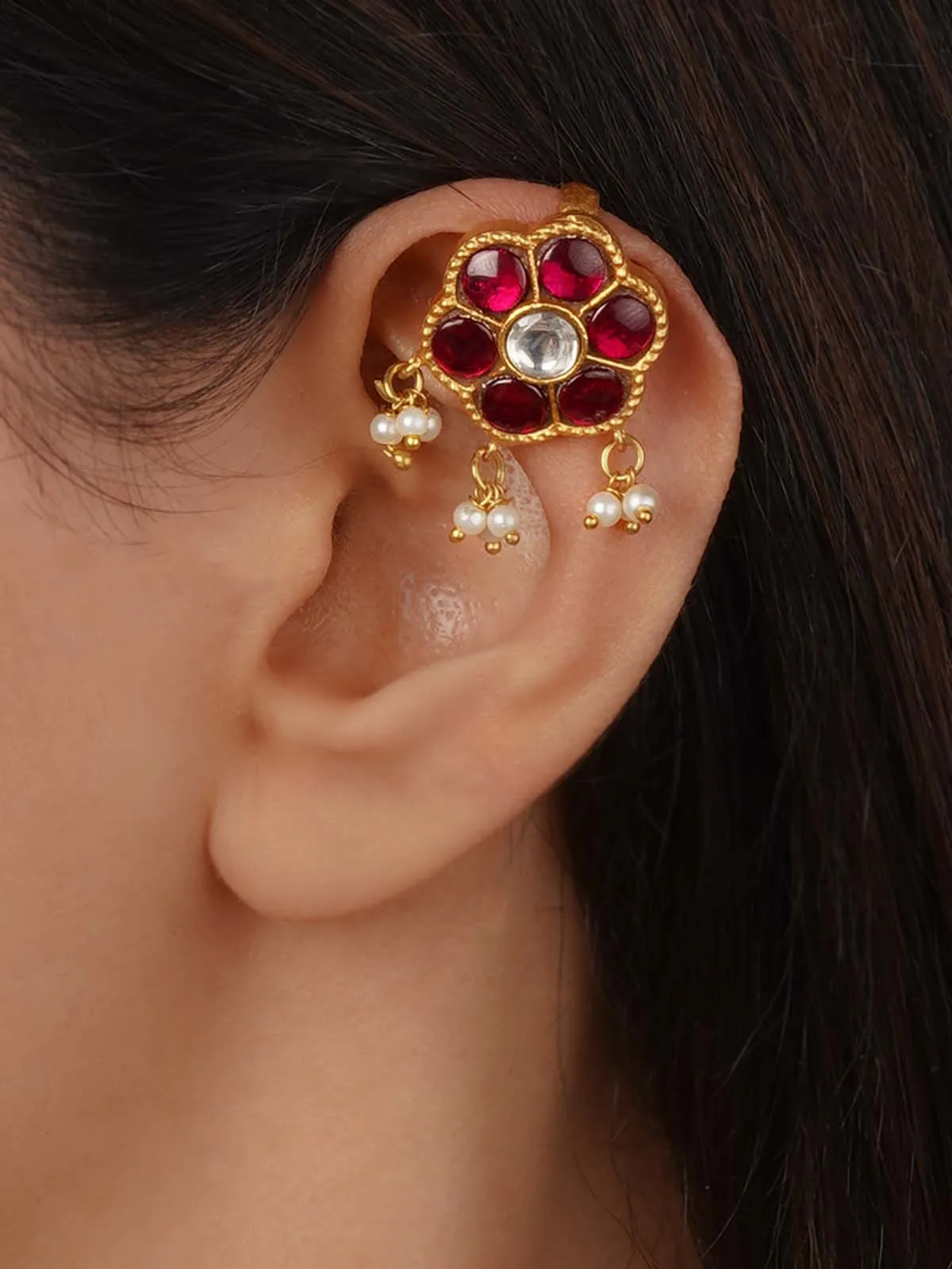 Pink Color Gold Plated Jadau Kundan Earrings - ME1339WP