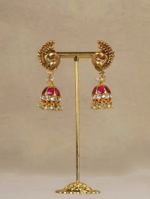 Pink Color Gold Plated Mishr Earrings - MR-E316