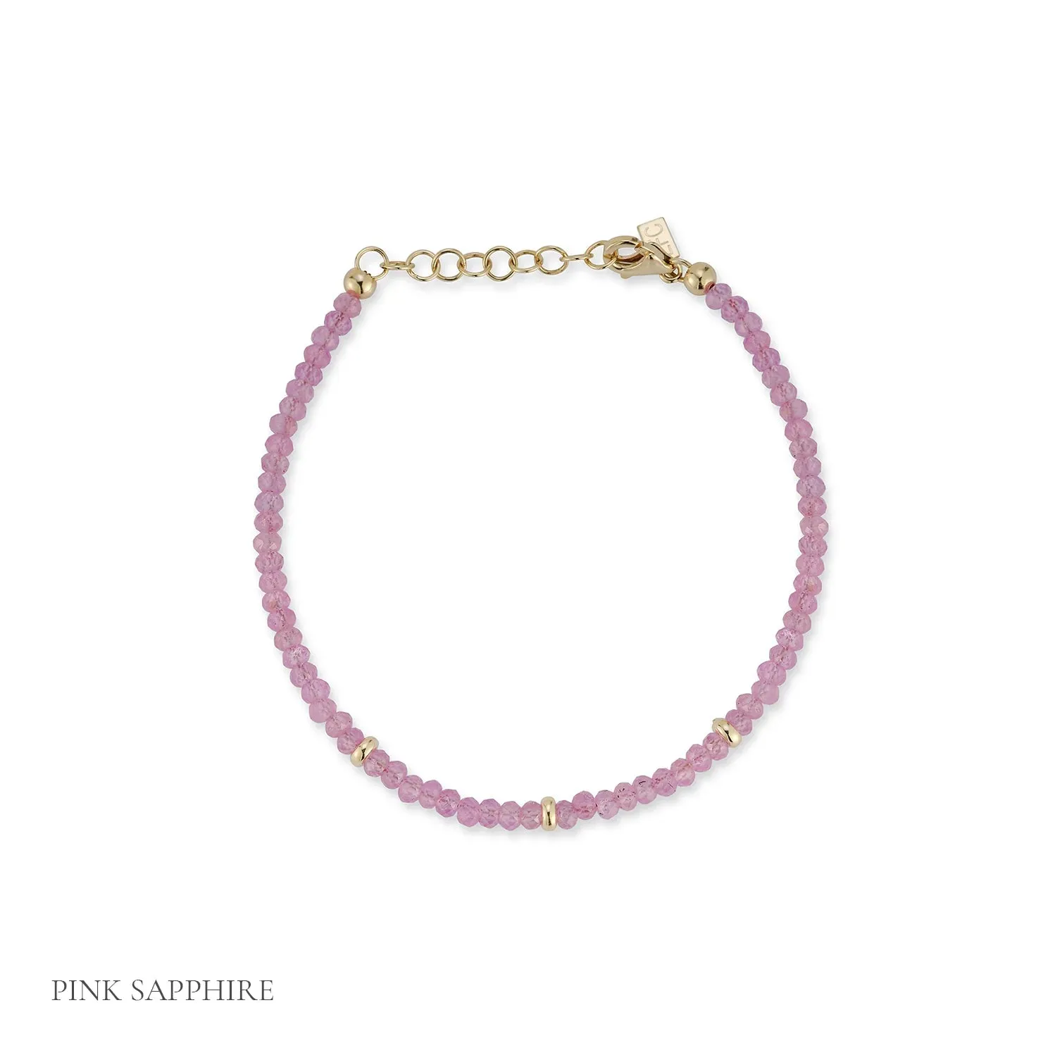 Pink Sapphire Birthstone Bead Bracelet