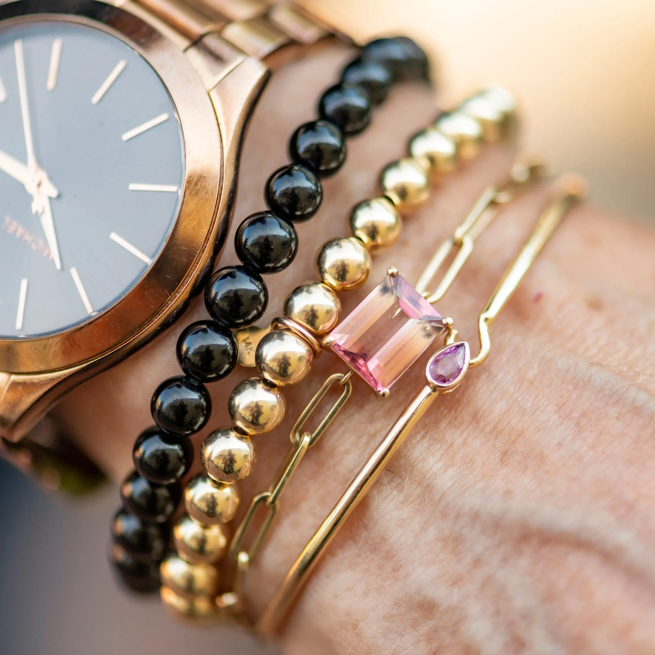 Pink Sapphire Flexible Hook Bangle