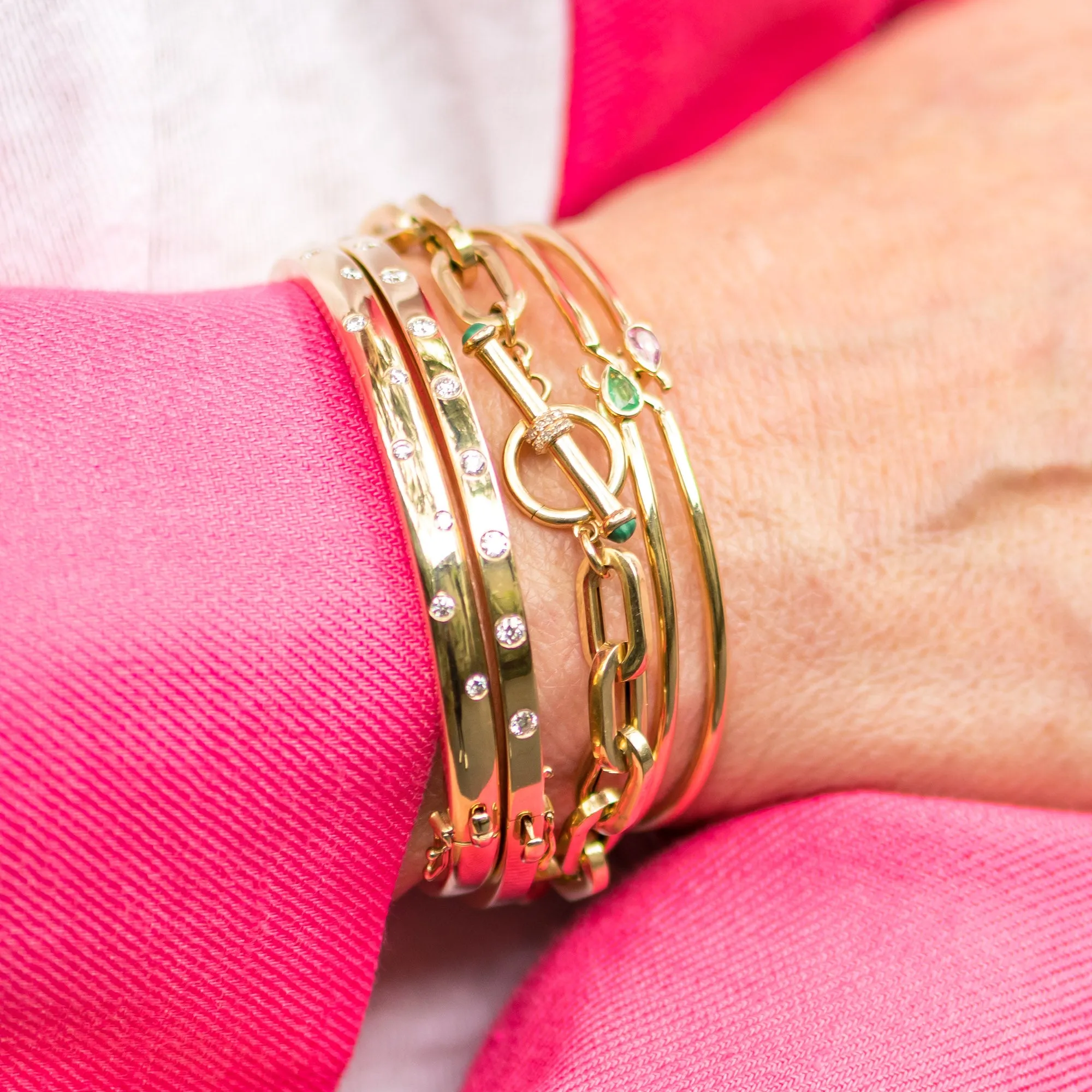 Pink Sapphire Flexible Hook Bangle