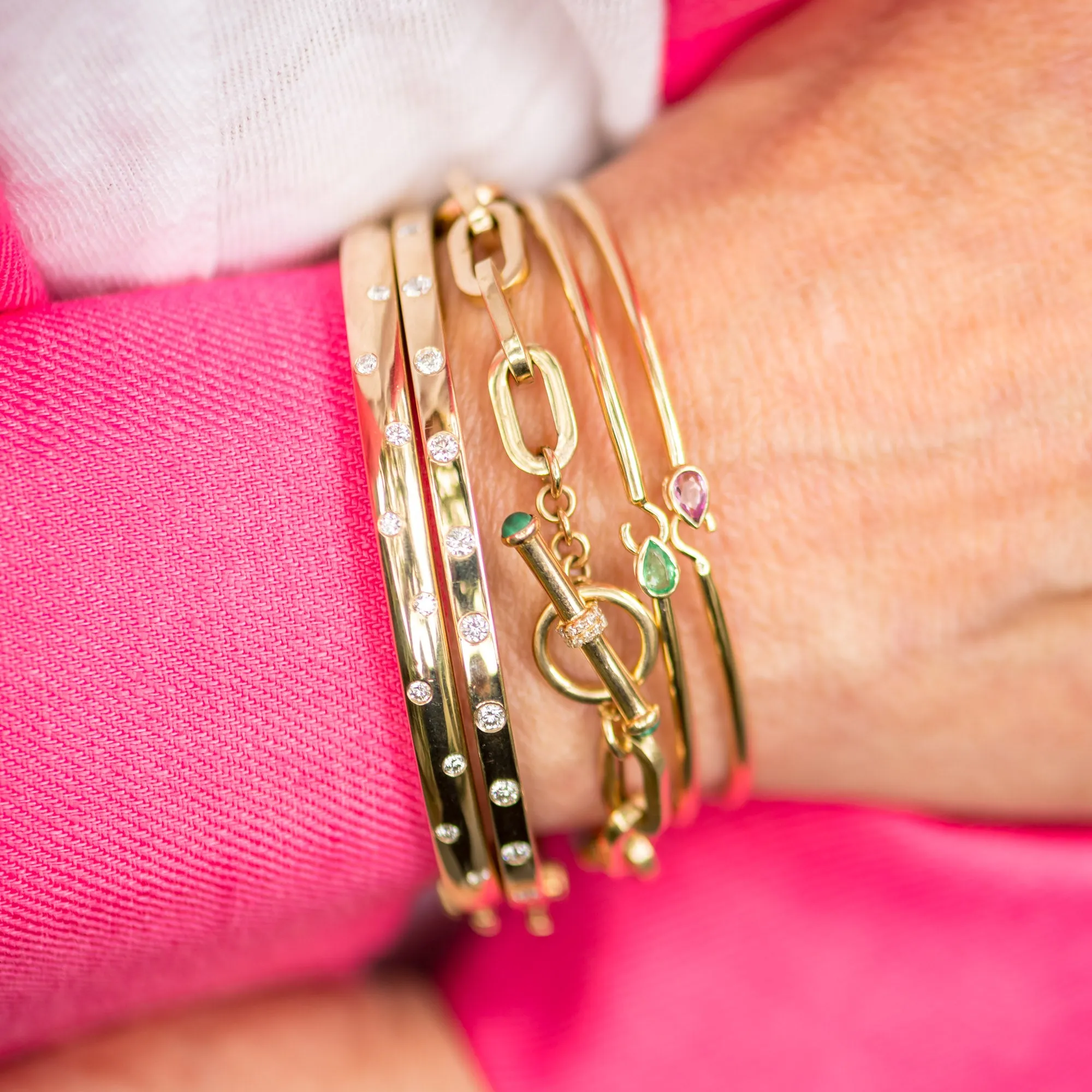 Pink Sapphire Flexible Hook Bangle