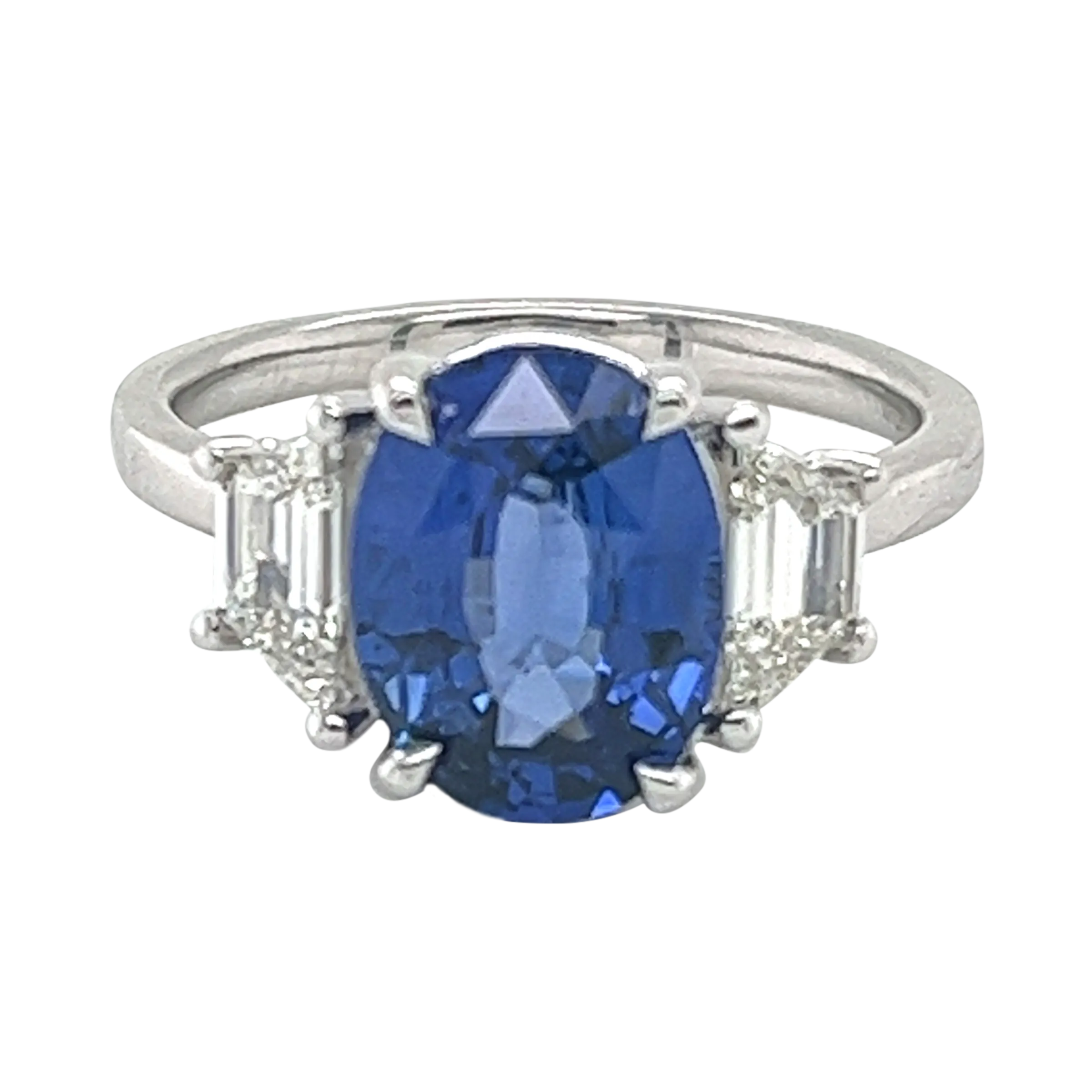 Platinum, 3.31ct Ceylon Sapphire and Diamond Ring