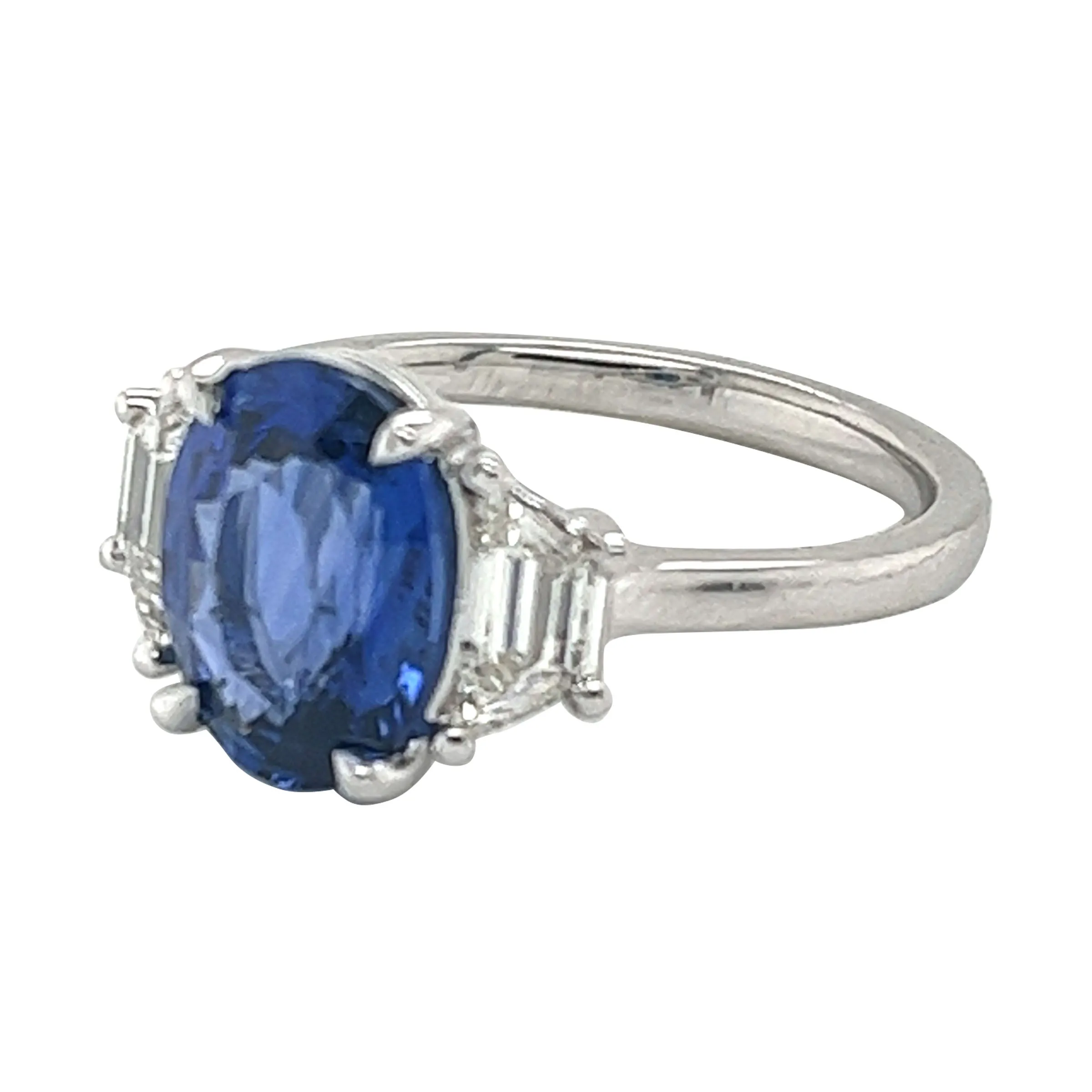 Platinum, 3.31ct Ceylon Sapphire and Diamond Ring