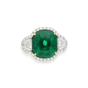 Platinum, 7.95ct Emerald and Diamond Ring
