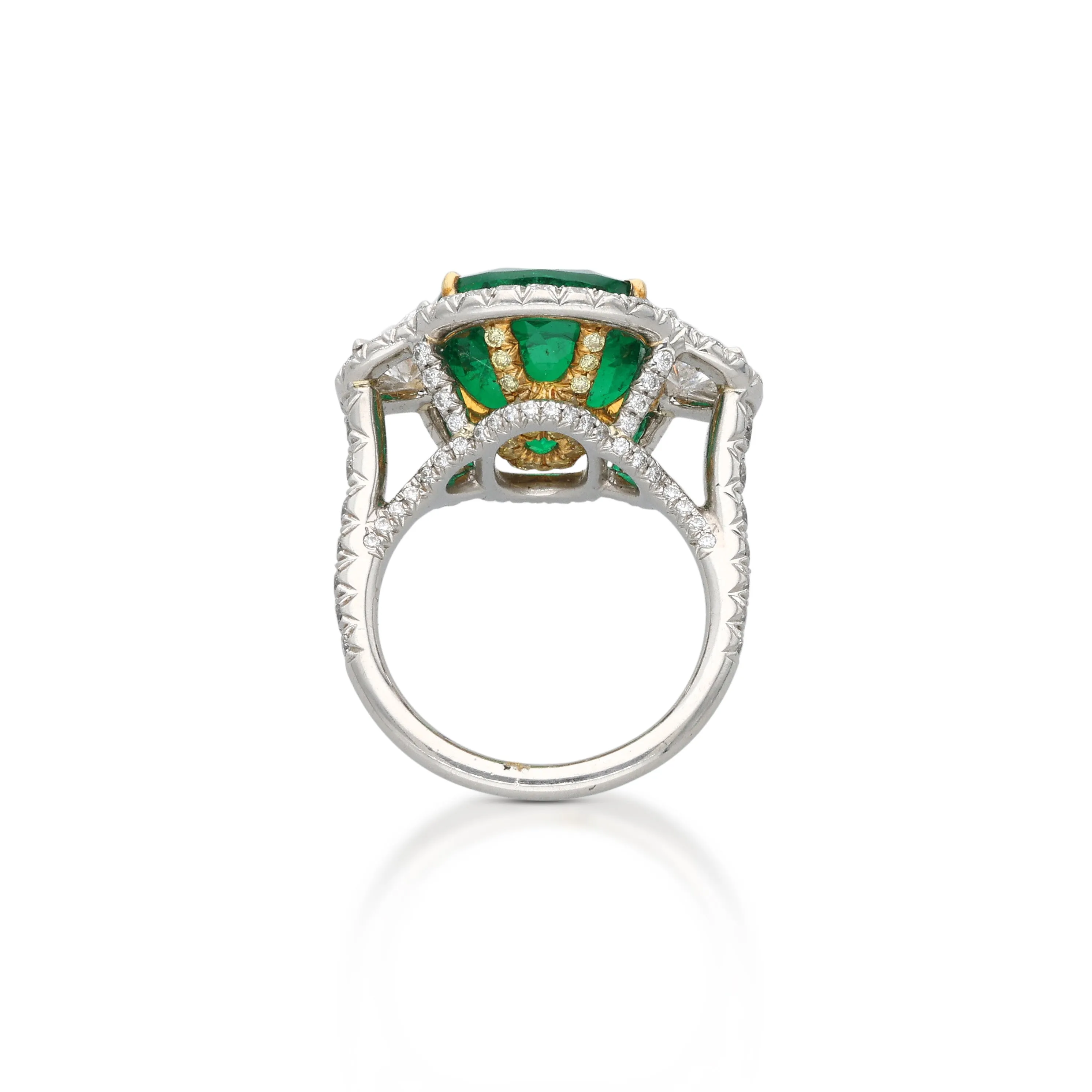 Platinum, 7.95ct Emerald and Diamond Ring