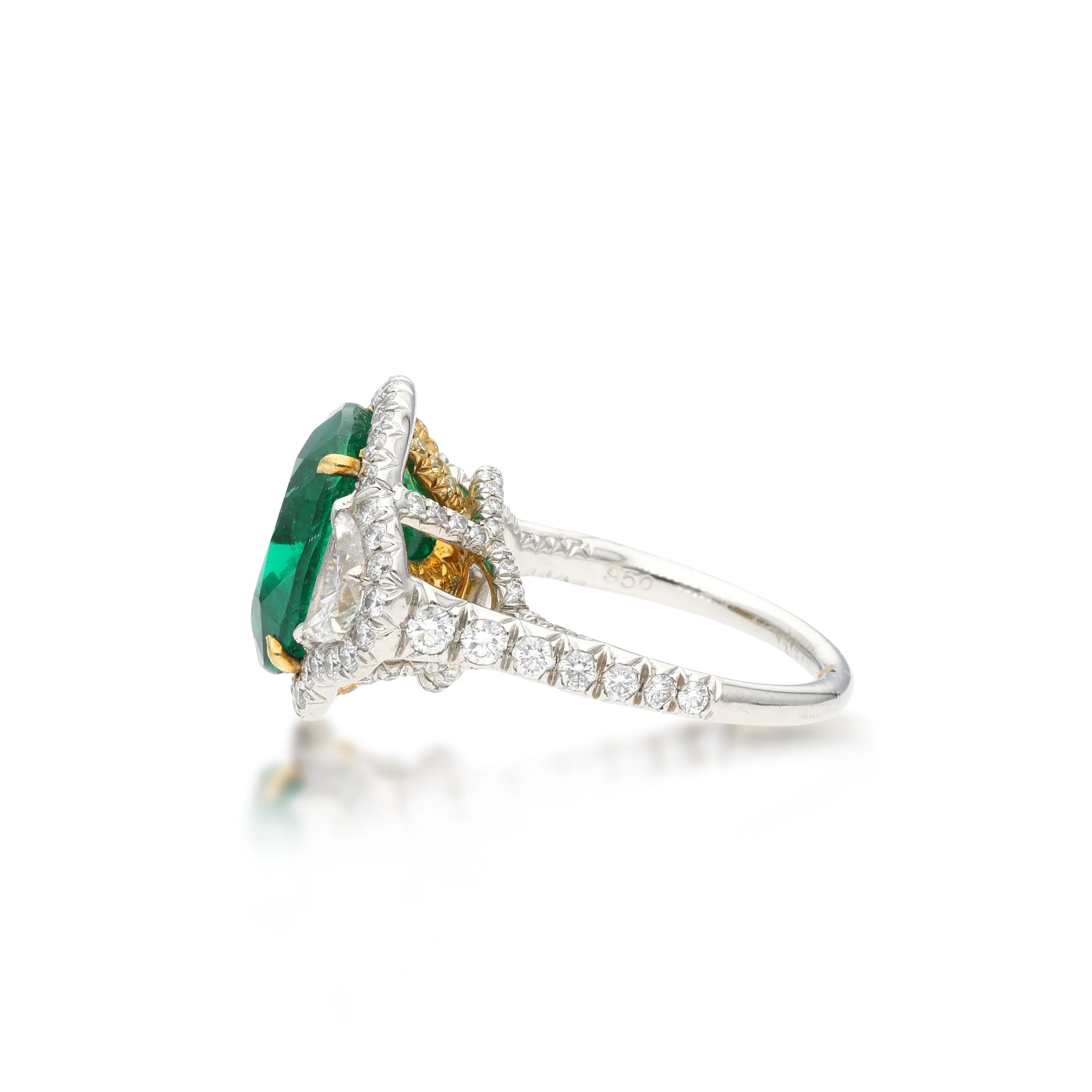 Platinum, 7.95ct Emerald and Diamond Ring