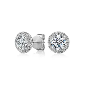 Premium Certified Lab-Grown Diamond, 1.67 carat TW round brilliant halo earrings in 18 carat white gold
