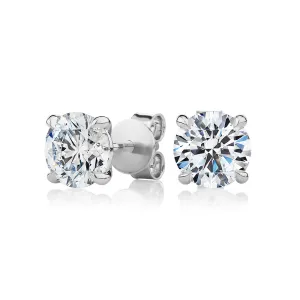 Premium Certified Lab-Grown Diamond, 3.00 carat TW round brilliant stud earrings in 14 carat white gold
