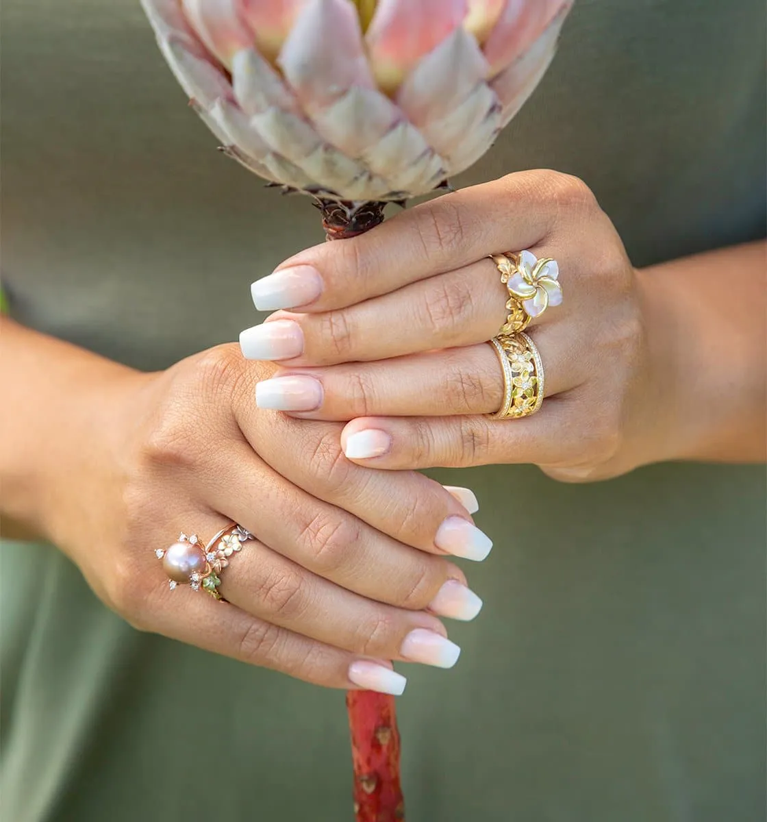 Protea Lilac Freshwater Pearl Ring in Rose Gold with Diamonds - 10-11mm