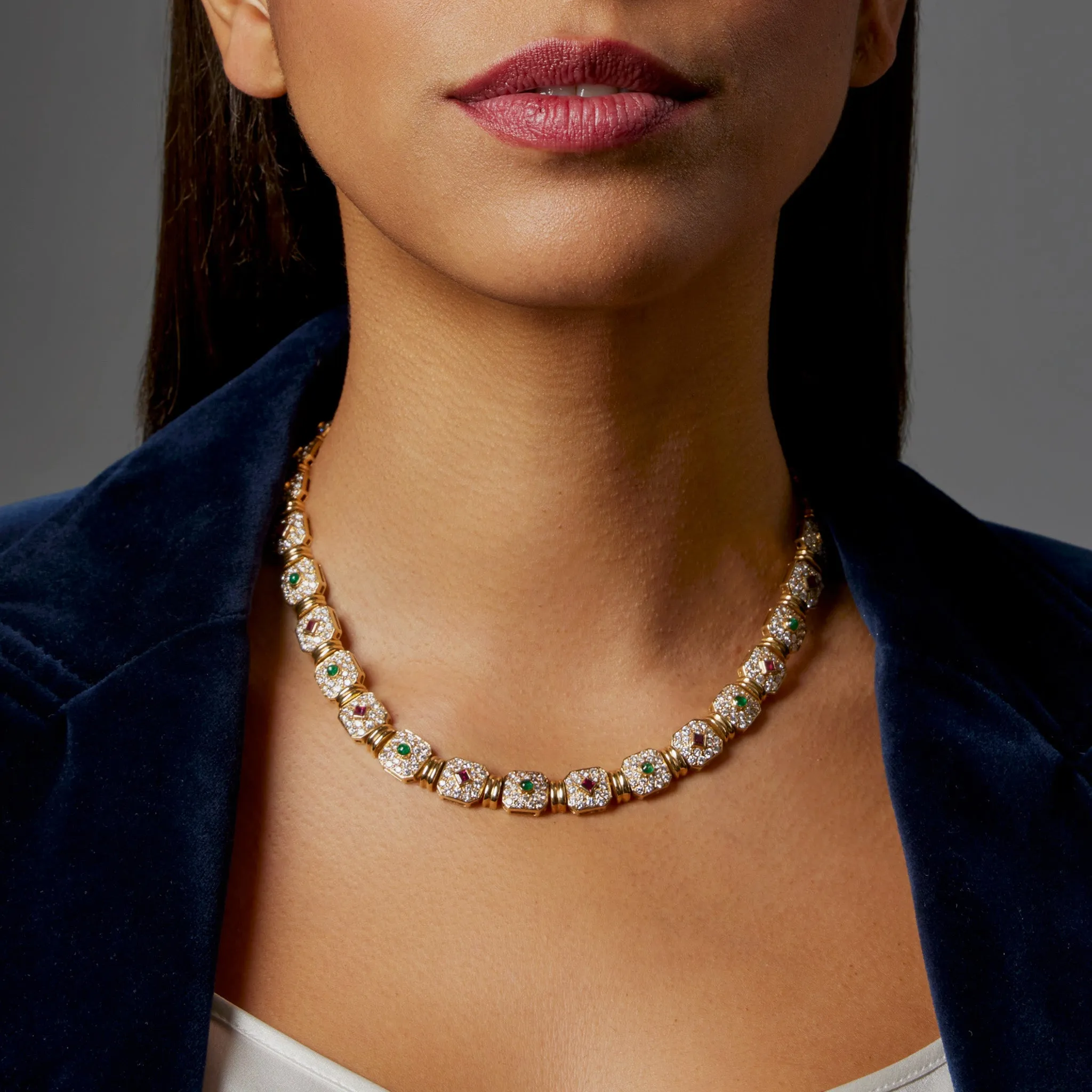 P??ry et Fils Paris Diamond, Ruby and Emerald Necklace