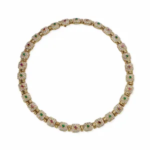 P??ry et Fils Paris Diamond, Ruby and Emerald Necklace