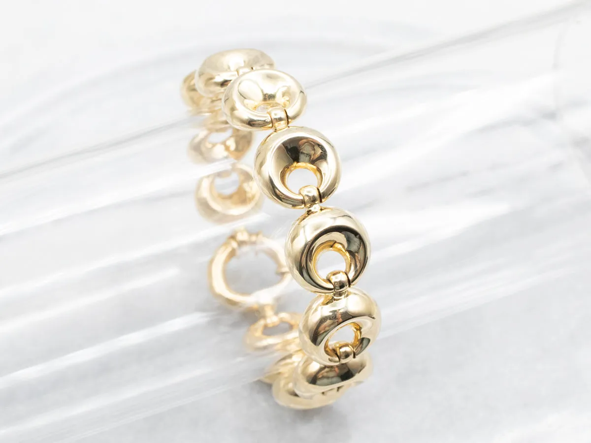 Puffy Circle Link Bracelet with Large Spring Ring Clasp