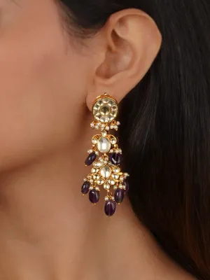 Purple Color Gold Plated Jadau Kundan Earrings - ME1143Y
