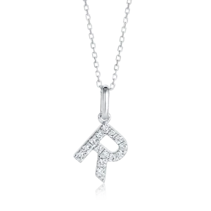 R Letter Pendant White Gold