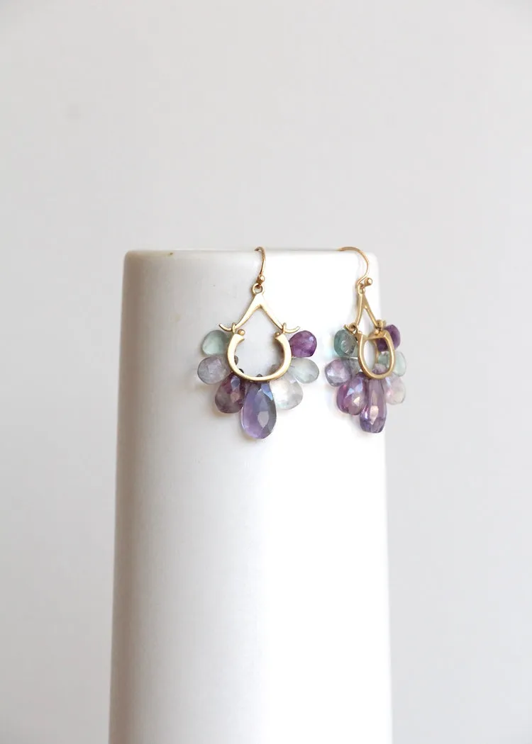 Rachel Atherley | Small Peacock Earrings in 14k   Fluorite