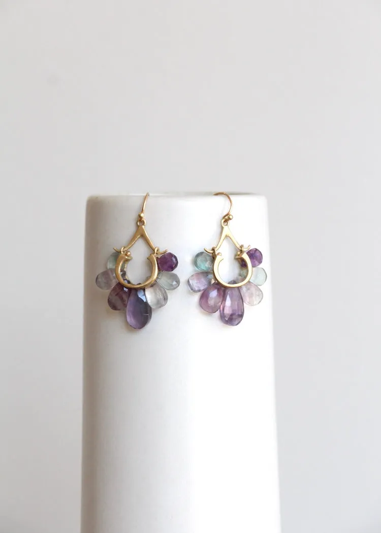 Rachel Atherley | Small Peacock Earrings in 14k   Fluorite