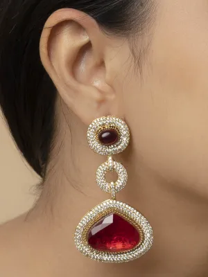 Red Color Gold Plated Moissanite Earings - MO-EAR16R