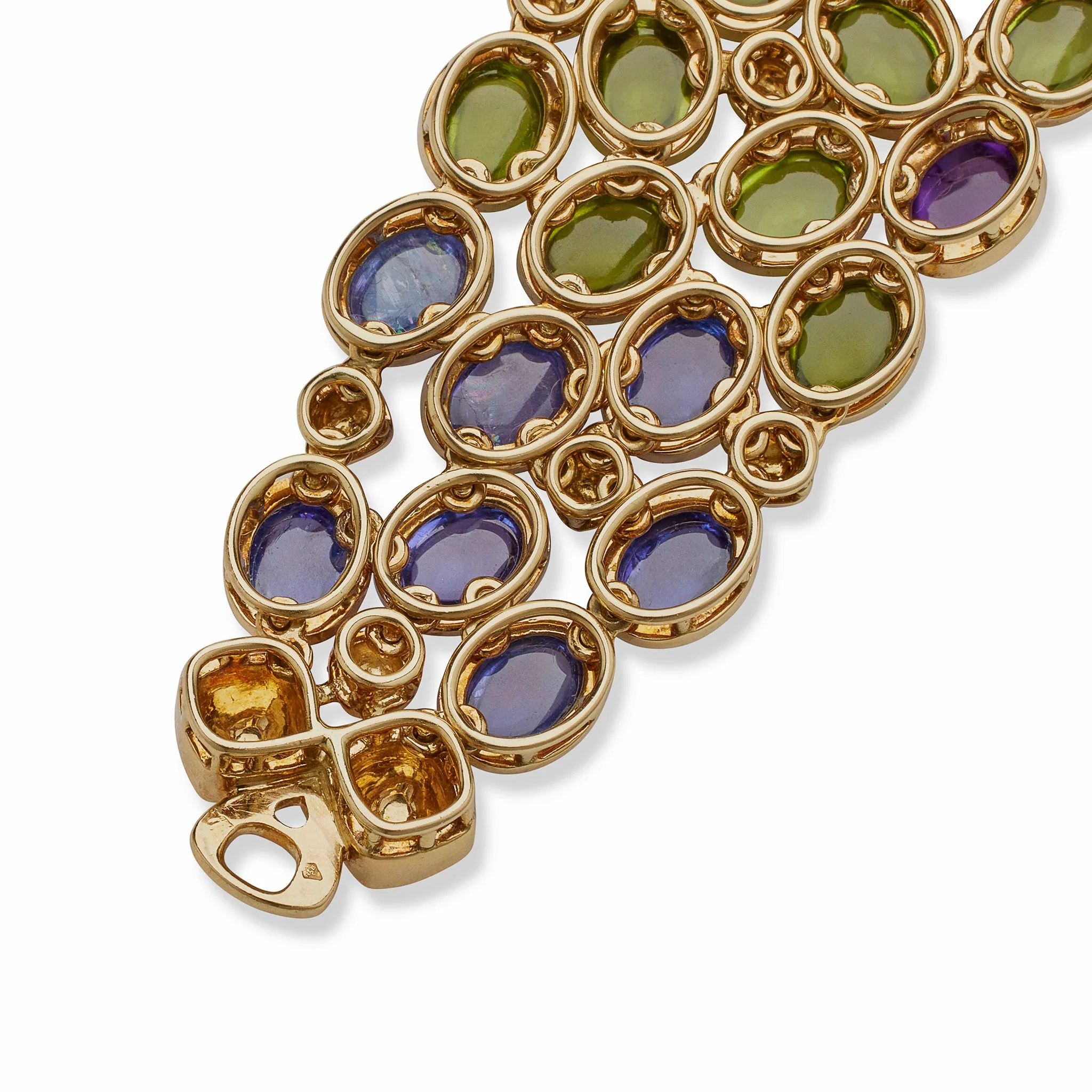 Ren?? Boivin Sapphire, Pink Tourmaline, Peridot and Amethyst Bracelet