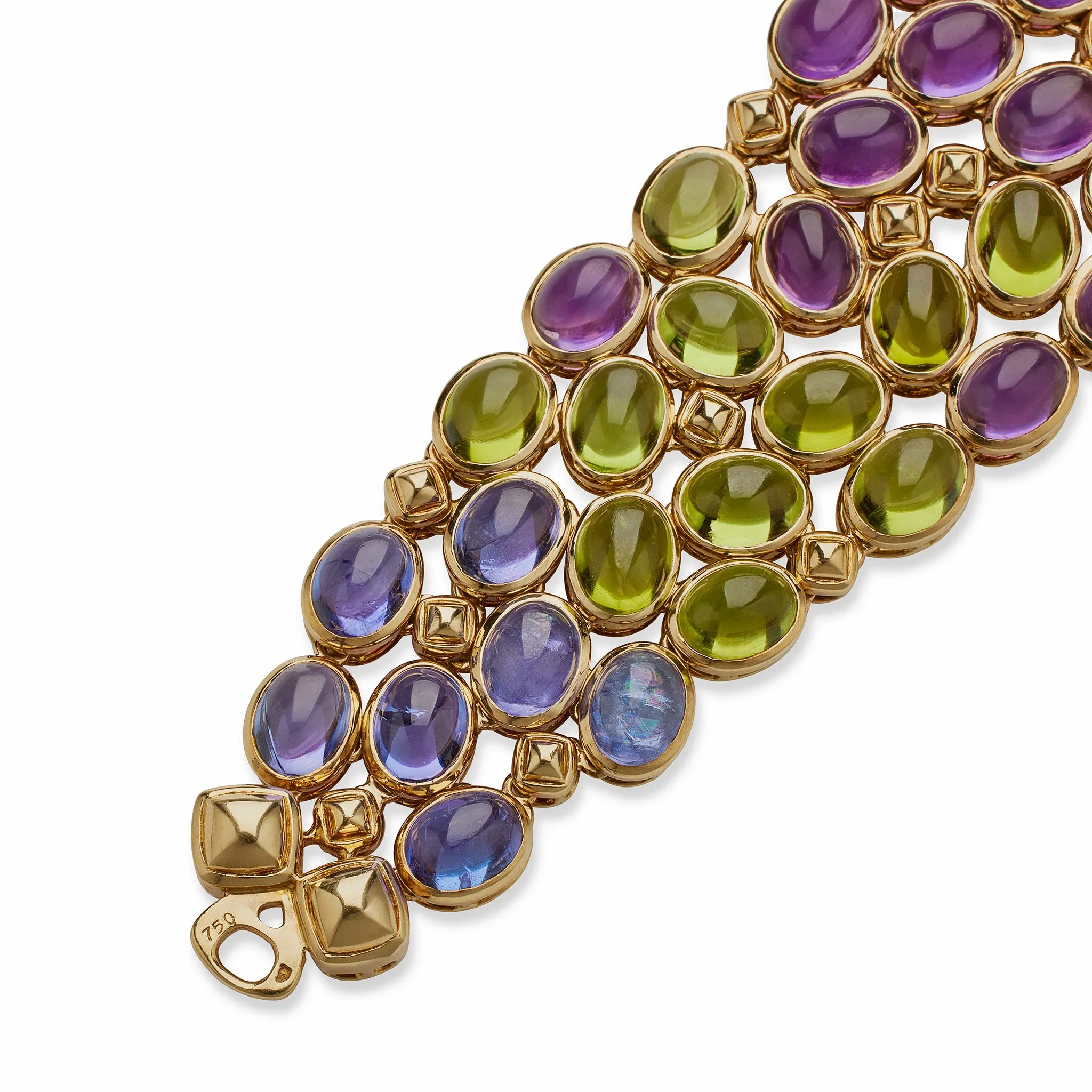 Ren?? Boivin Sapphire, Pink Tourmaline, Peridot and Amethyst Bracelet