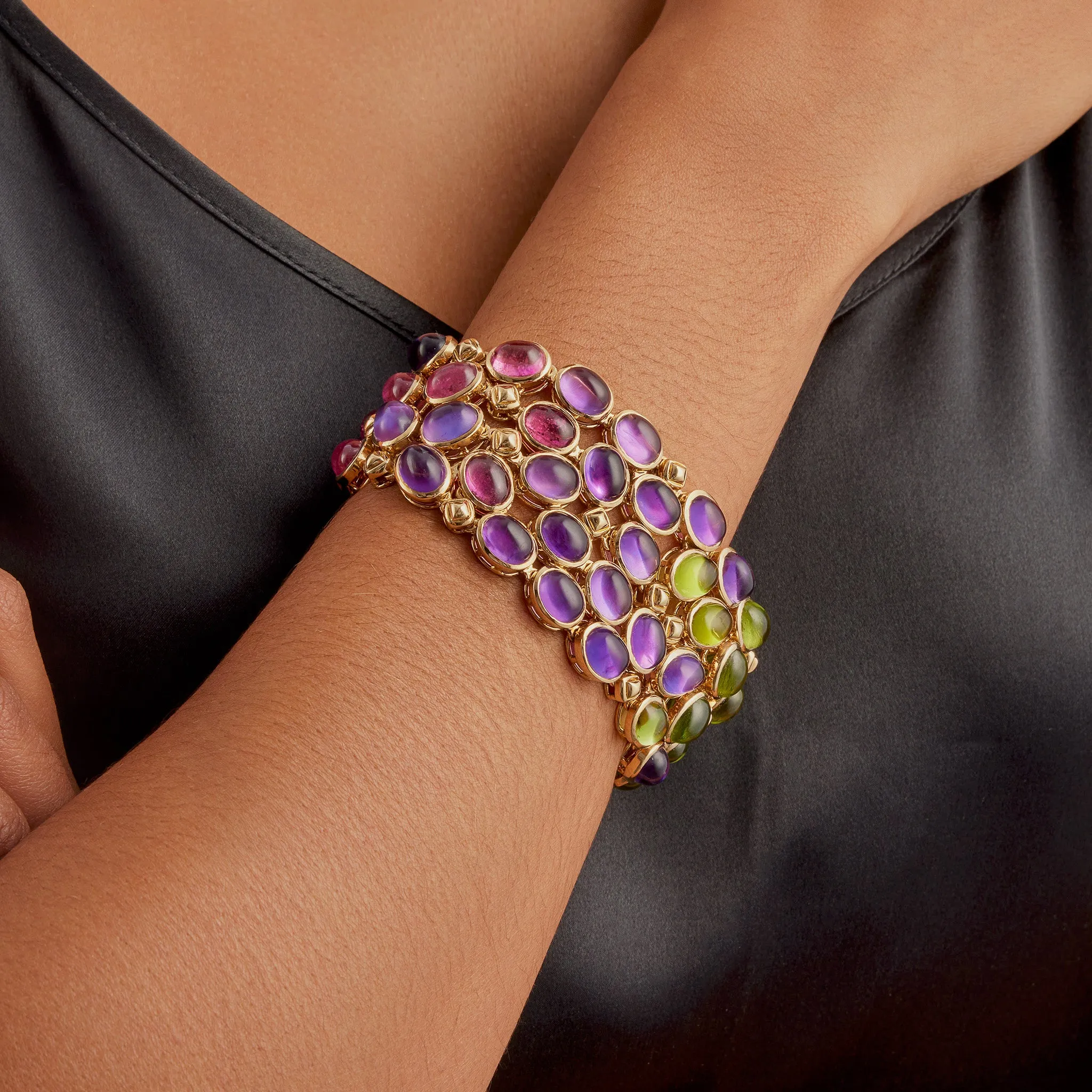 Ren?? Boivin Sapphire, Pink Tourmaline, Peridot and Amethyst Bracelet