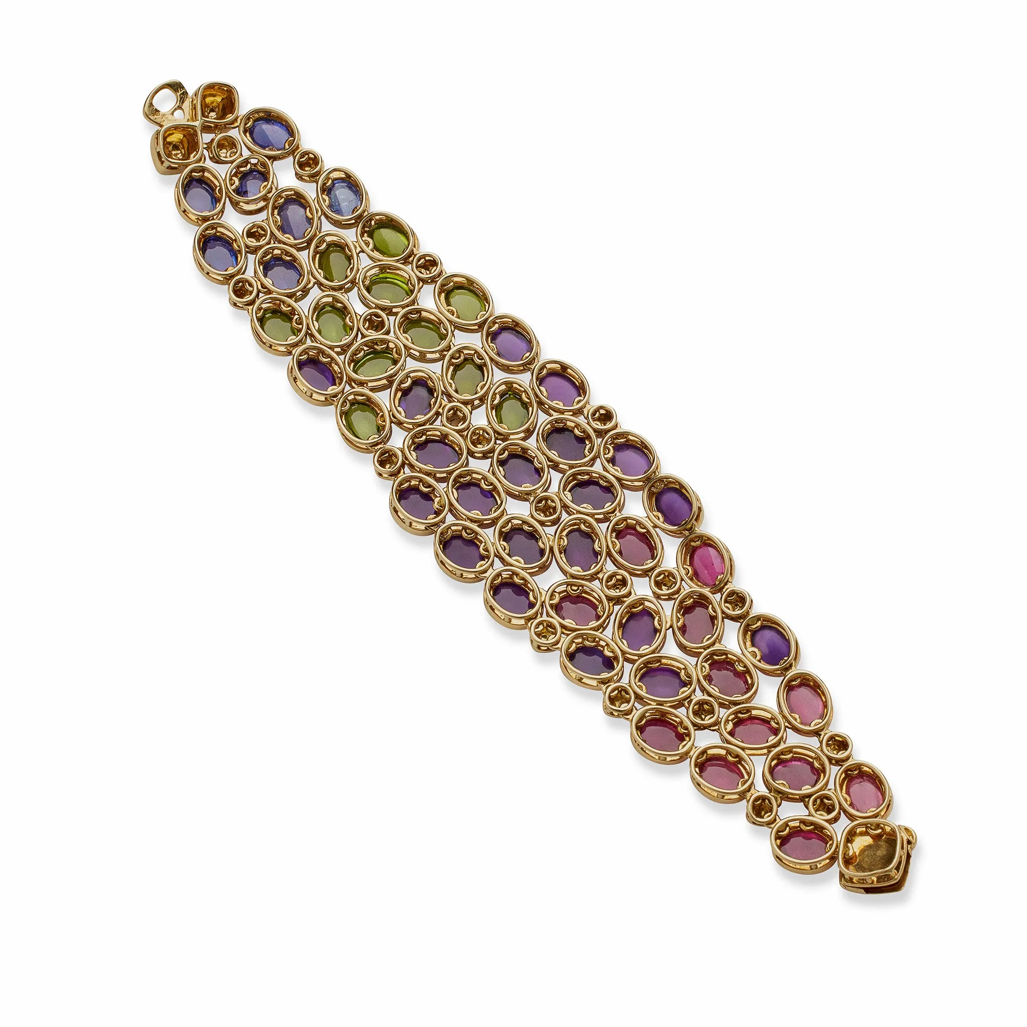 Ren?? Boivin Sapphire, Pink Tourmaline, Peridot and Amethyst Bracelet