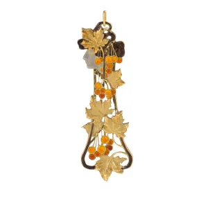 Ren?? Lalique ??Automne?? Gold and Basse-Taille Enamel Pendant