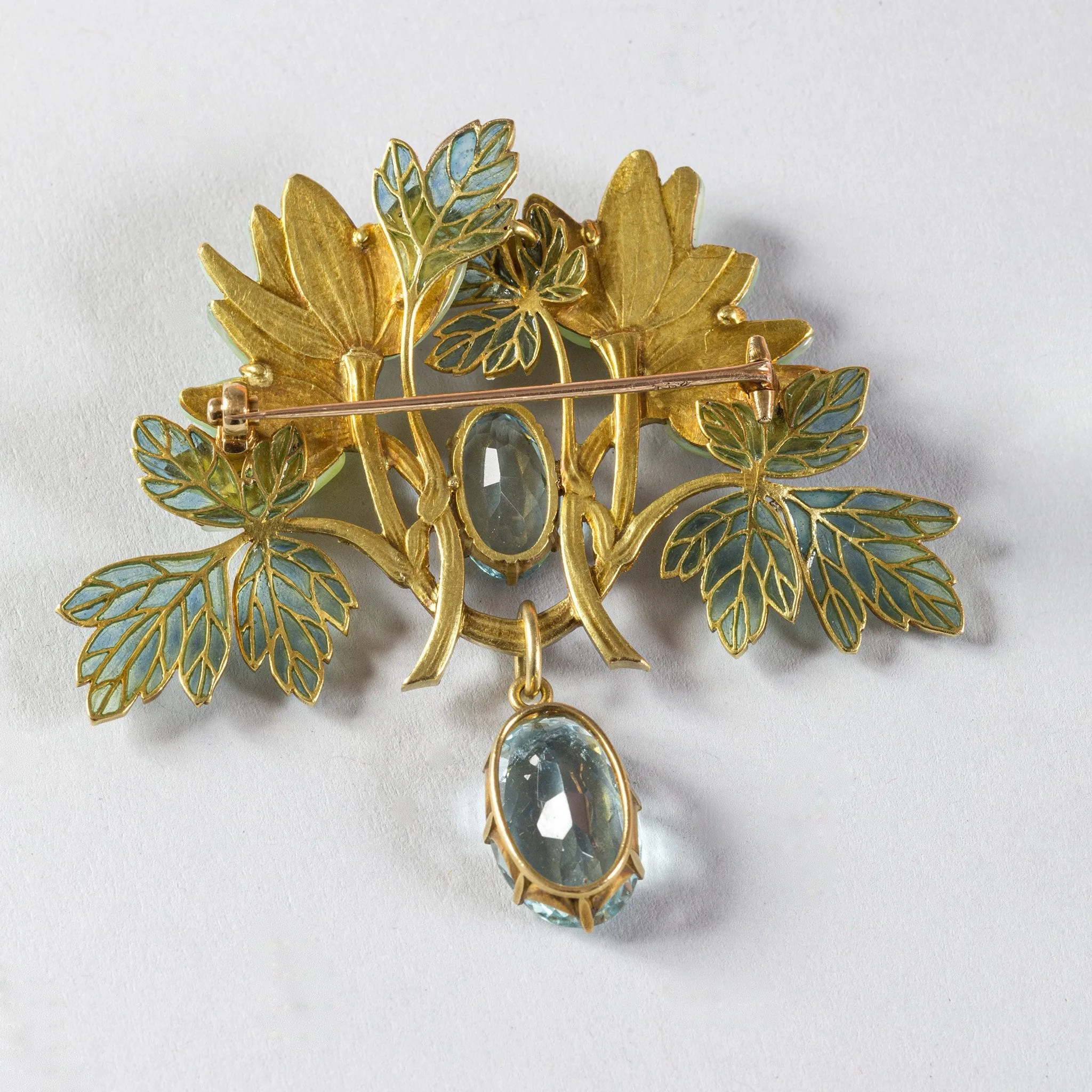 Ren?? Lalique Plique-??-Jour Enamel "L'An??mone de Bois" Brooch