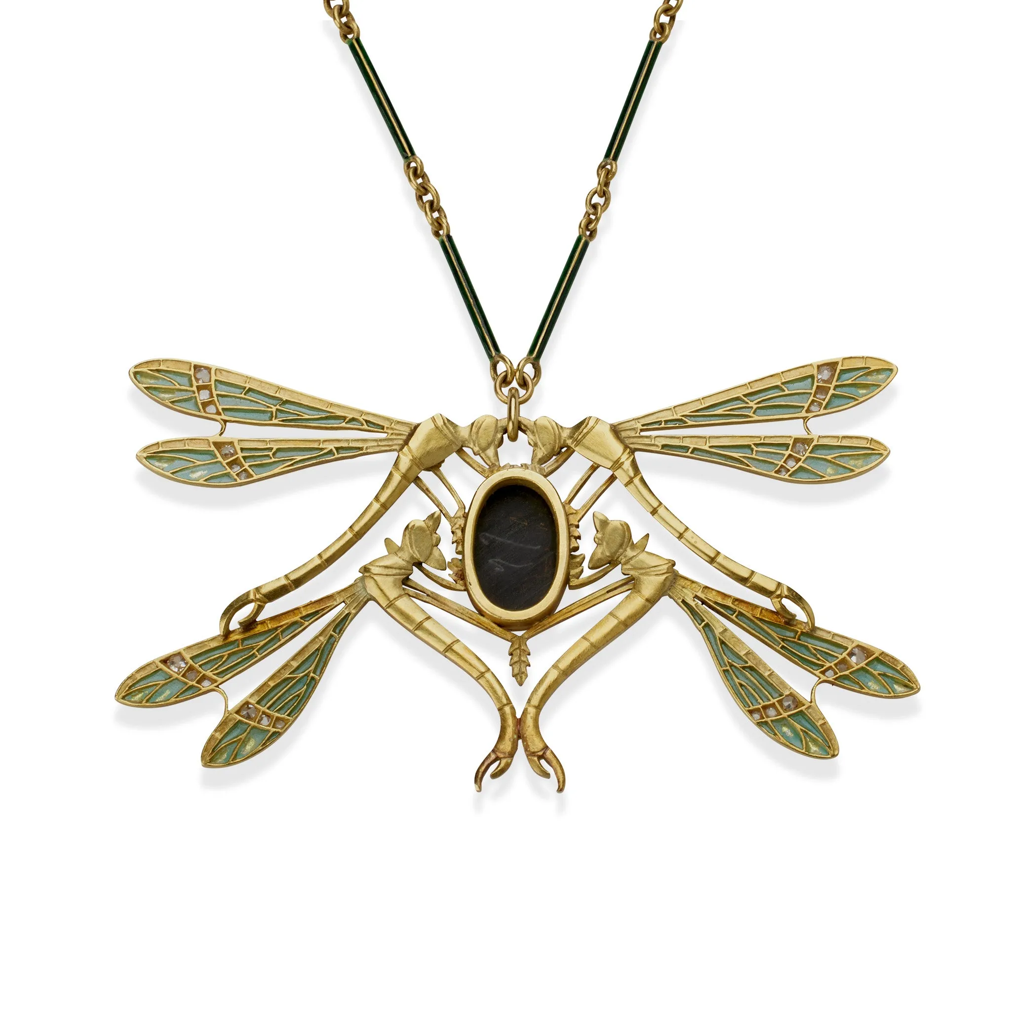 Ren?? Lalique "Four Dragonflies" Pendant Necklace