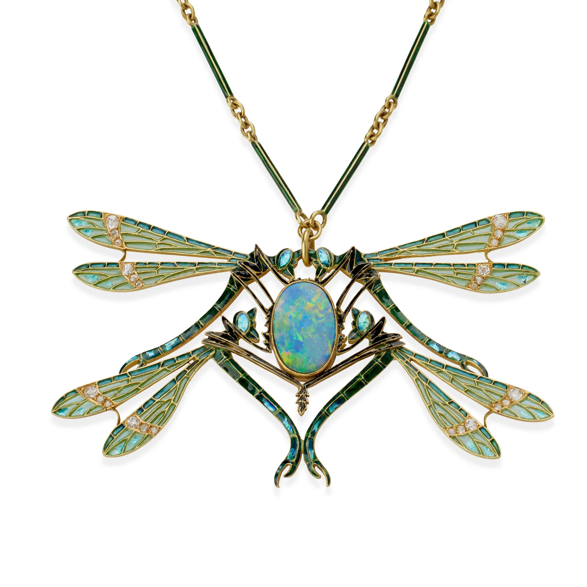 Ren?? Lalique "Four Dragonflies" Pendant Necklace