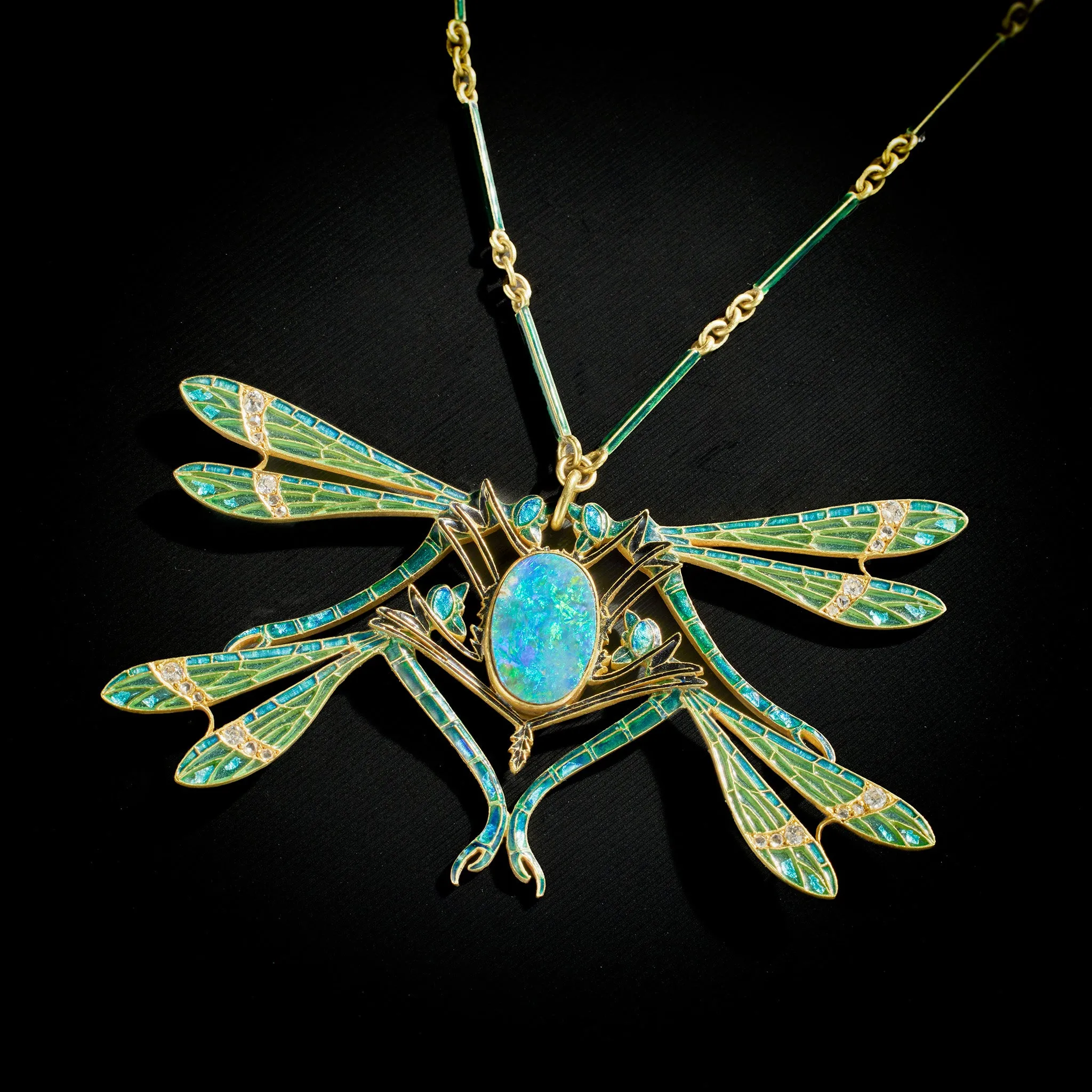 Ren?? Lalique "Four Dragonflies" Pendant Necklace