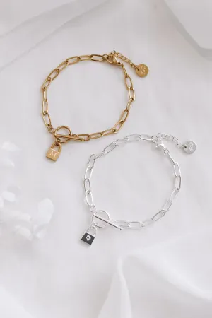 Renata - Stainless Steel Engraved Padlock Bracelet