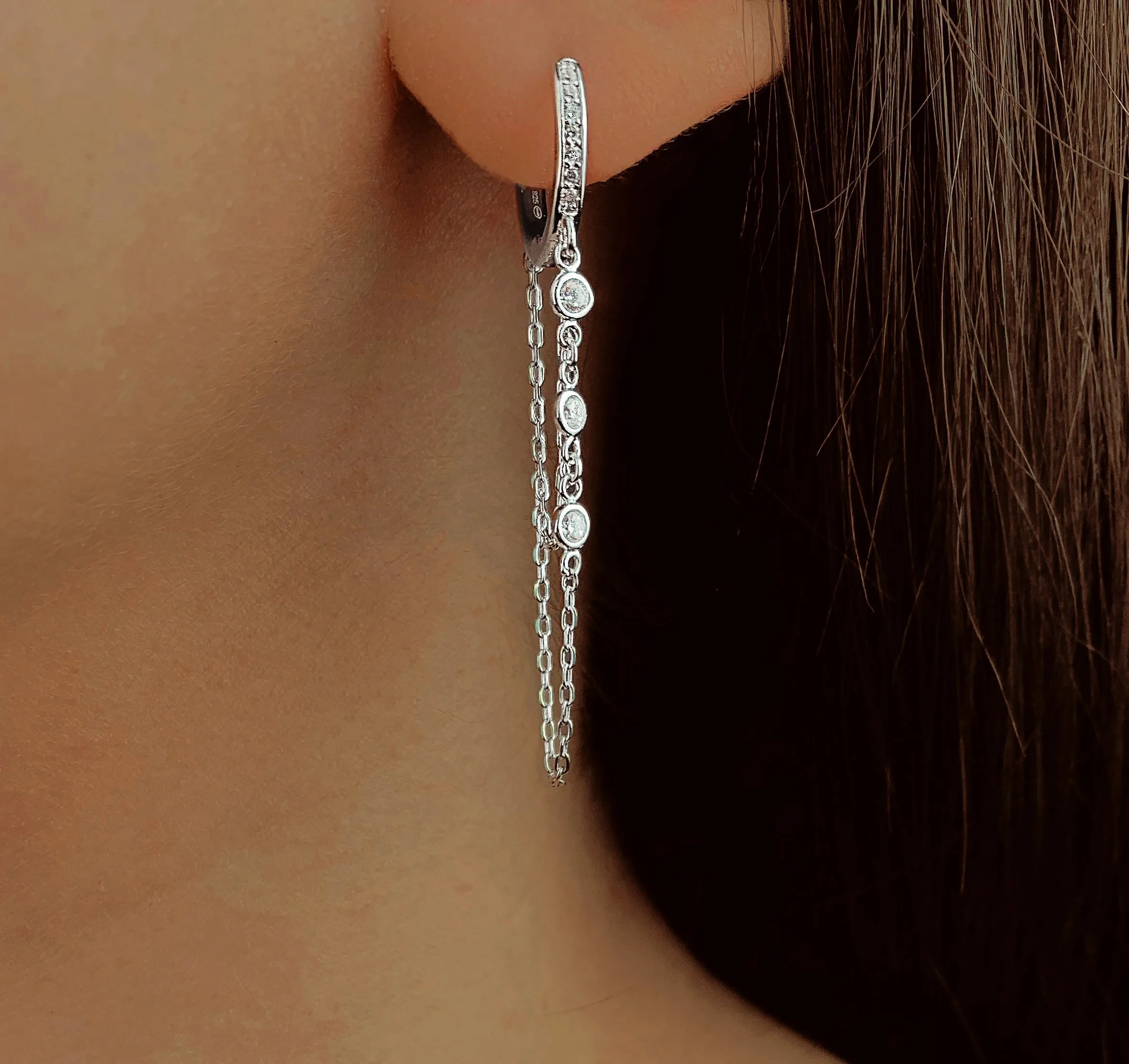 Rhodium plated 925 silver earrings