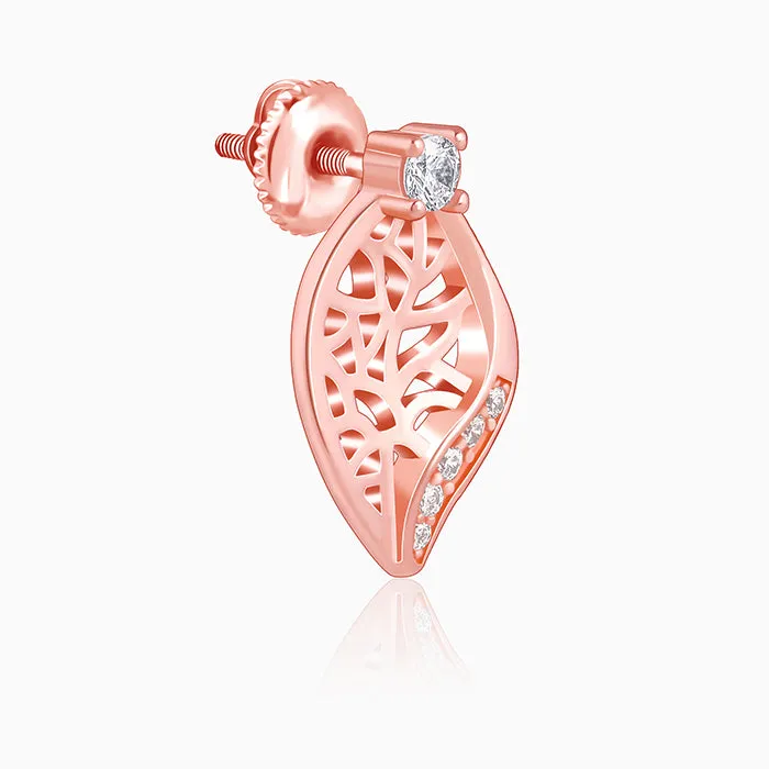 Rose Gold Leafy Filigree Earrings