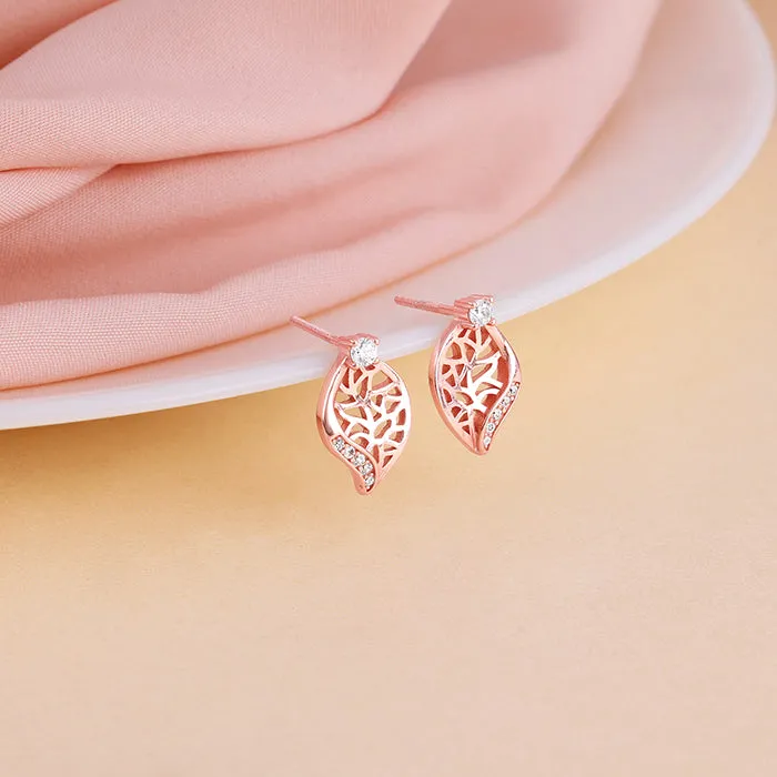 Rose Gold Leafy Filigree Earrings