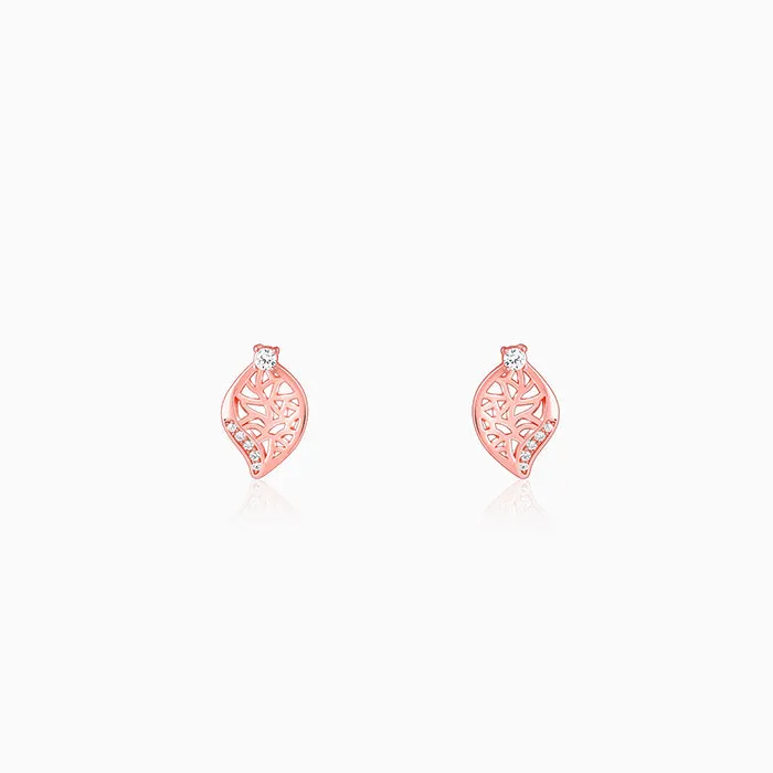 Rose Gold Leafy Filigree Earrings