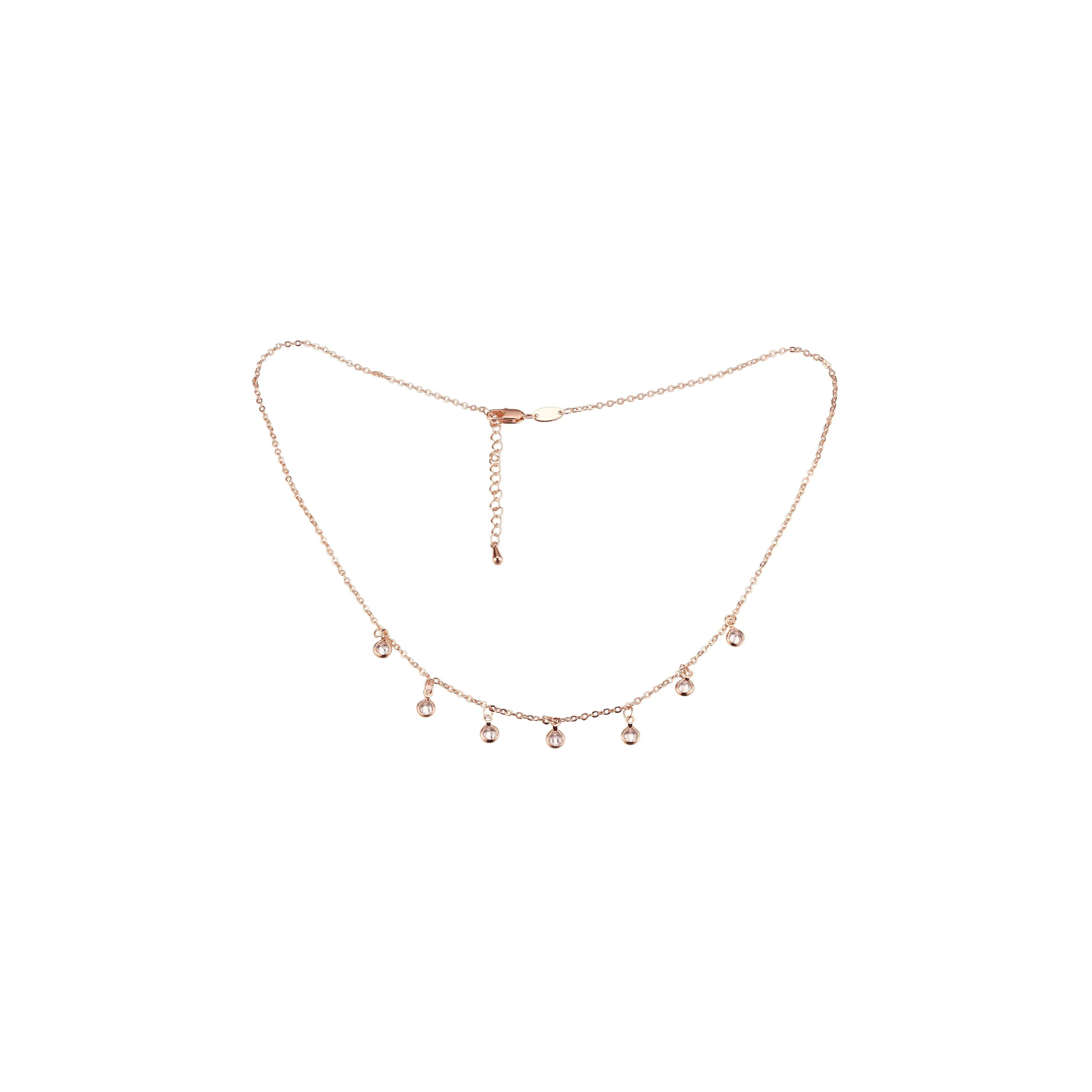 Rose Gold necklace with 5 white stones