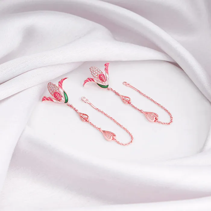 Rose Gold Shy Ebony Bud Earrings