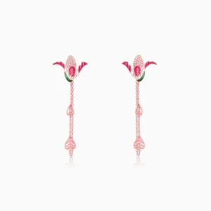 Rose Gold Shy Ebony Bud Earrings