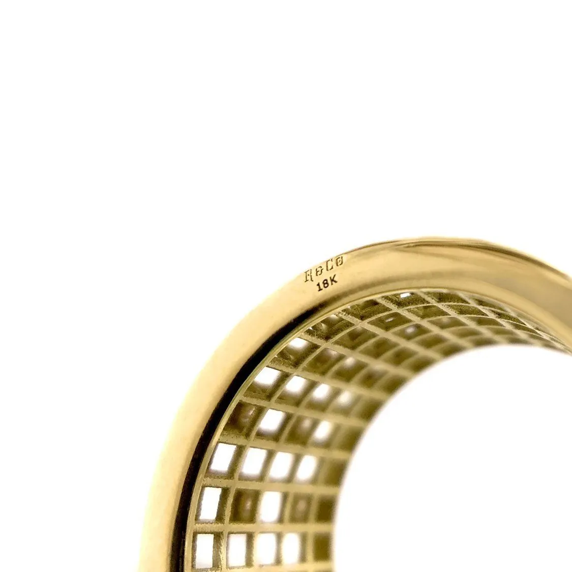 Roule and Co. White Diamond Gold Five-Row Open Pixel Dust Band Ring